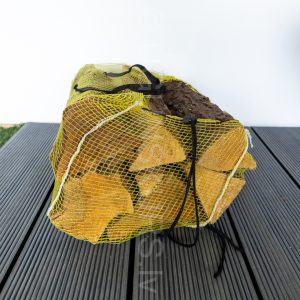 40cm Alkšņa un bērza malka 20 l maisā ar rokturiem, skats no sāna
